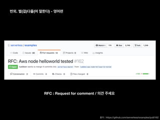 . ( ) ( ) -
RFC : Request for comment /
: https://github.com/serverless/examples/pull/162
 