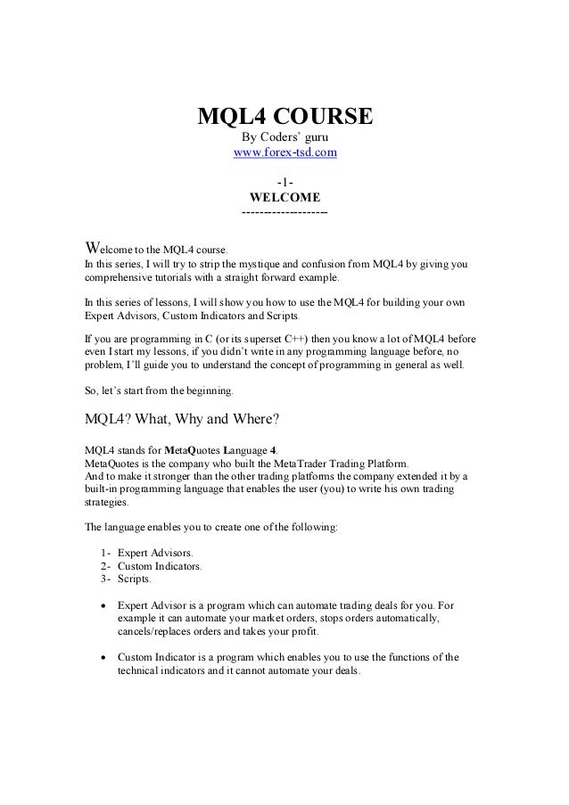 Mql forex coders