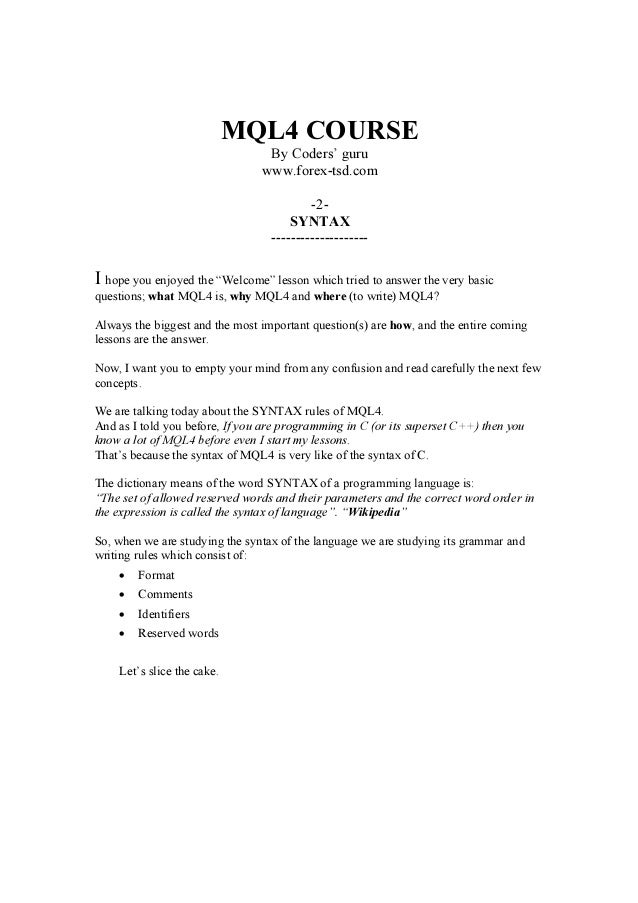 Mql forex coders