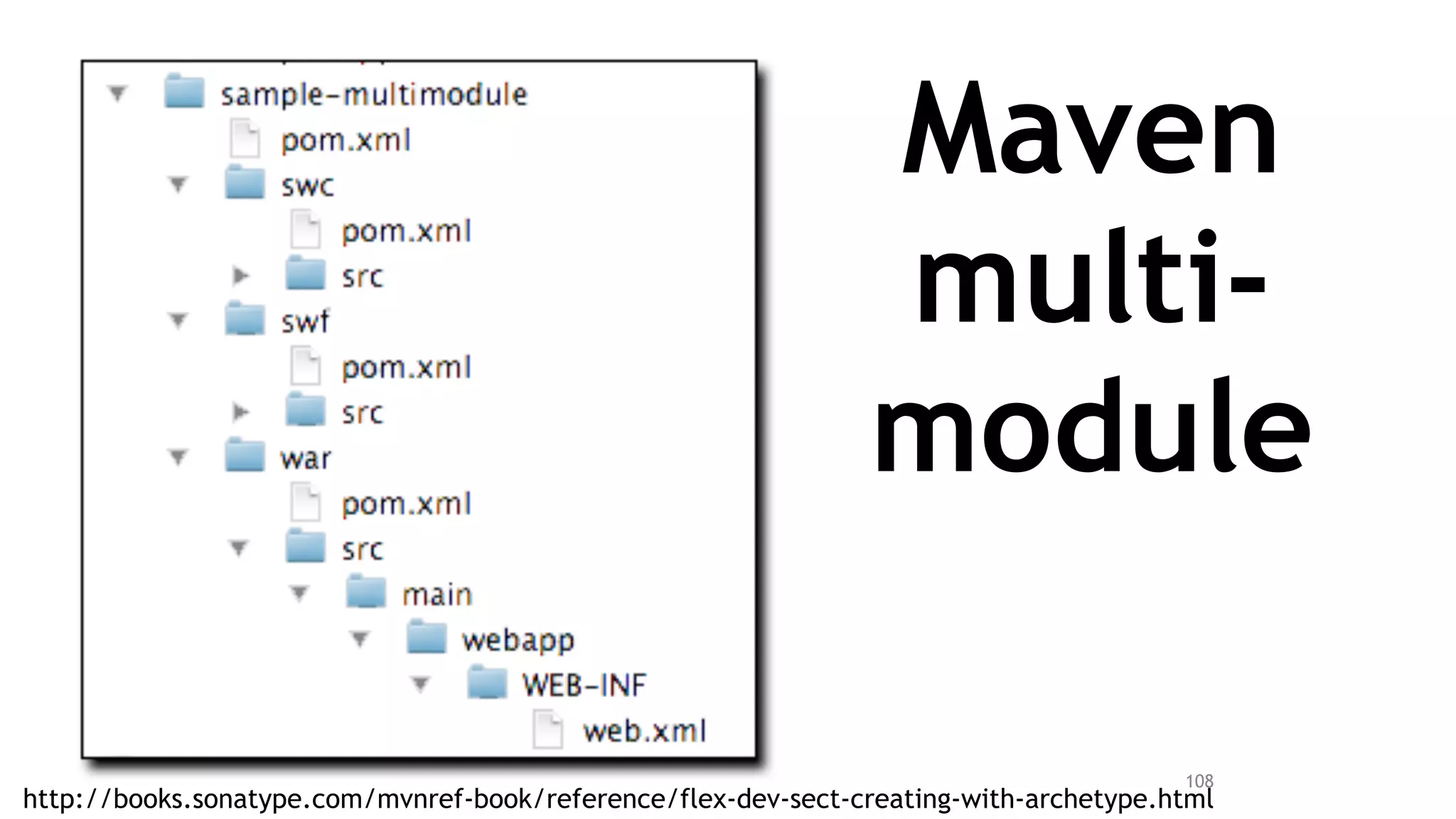 108
http://books.sonatype.com/mvnref-book/reference/flex-dev-sect-creating-with-archetype.html
Maven
multi-
module
 