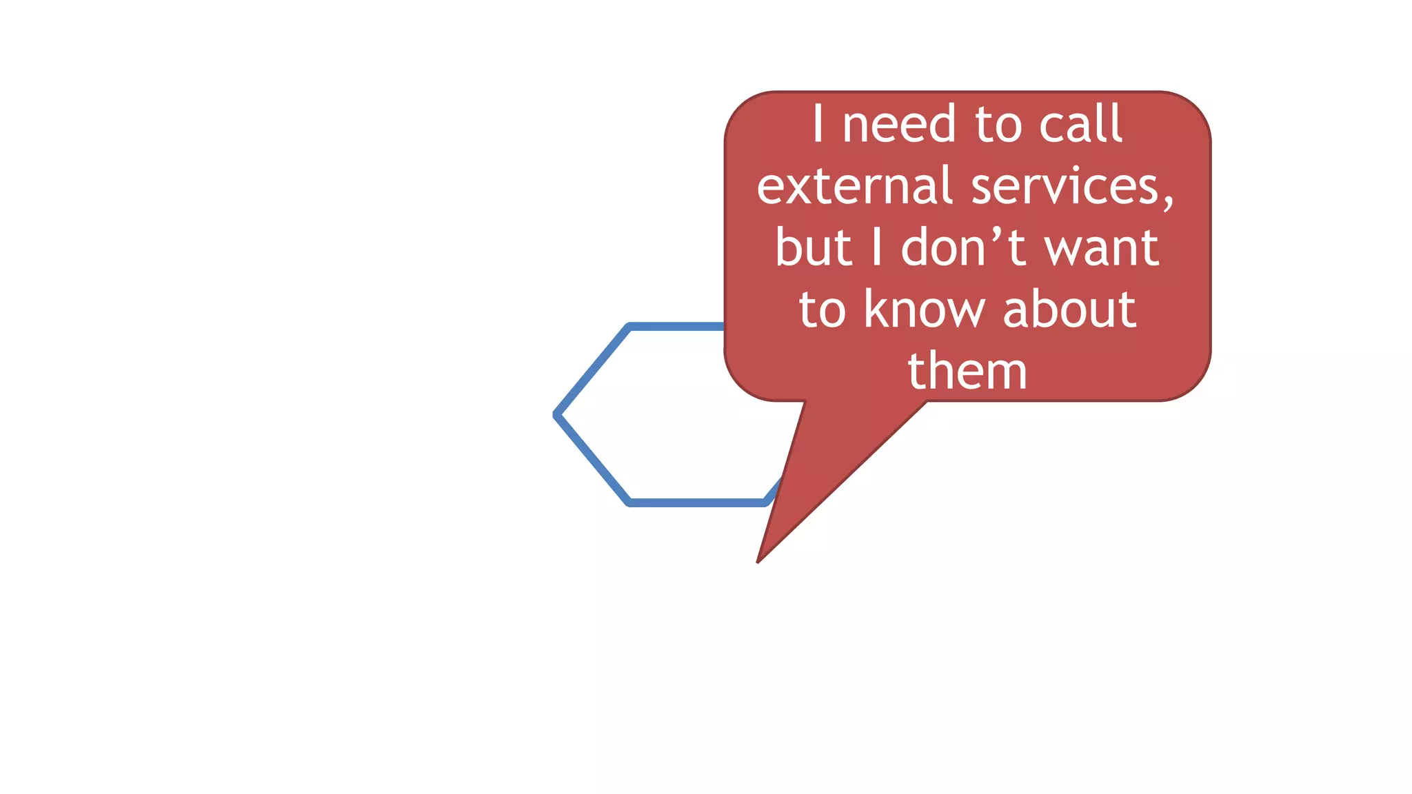 I need to call
external services,
but I don’t want
to know about
them
 