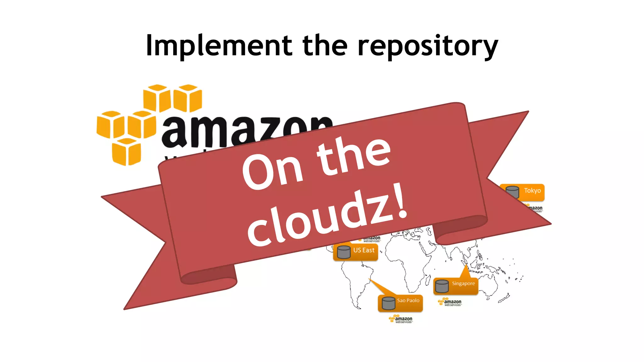 Implement the repository
On the
cloudz!
 