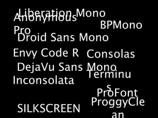 Liberation Mono Regular



Handgloves
bash ~user$ lolcats
-lolcats: not found
$ sudo bake cookies
Password = {a-z0-9}
(w)n...