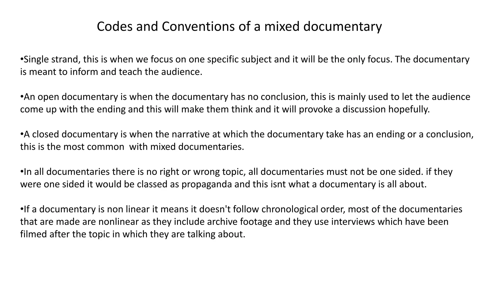 Codes and conventions of documentaries | PPT