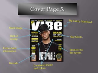 Main Image.
Star Quote.
Barcode.
Hint of
Gossip.
Incentive for
the buyers.
Extra added
information.
 