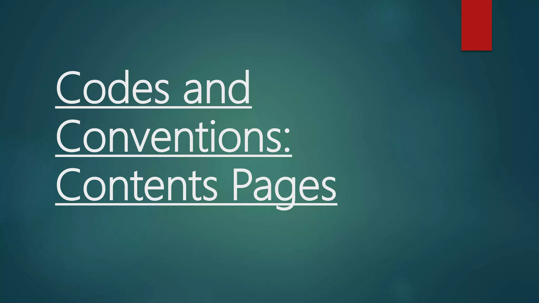 Codes and conventions contents page | PPT
