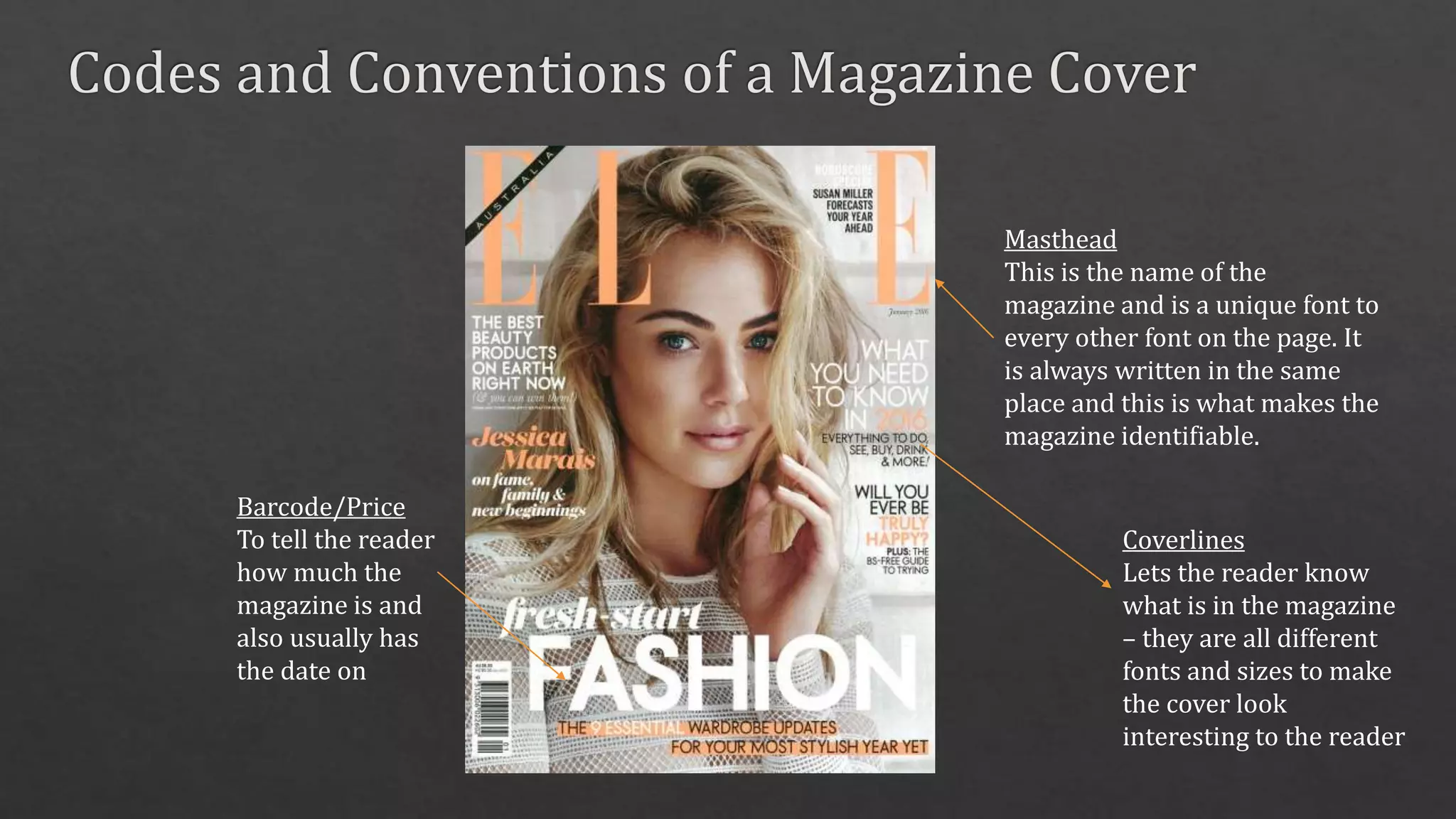 Codes and conventions of a magazine front cover | PPT