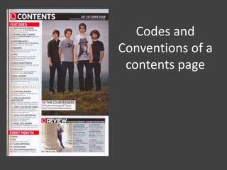 Codes and
Conventions of a
contents page
 