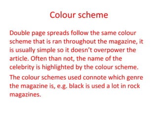 Codes and conventions of a double page spread | PPS