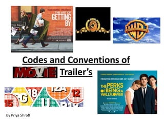 Codes and Conventions of
Trailer’s
By Priya Shroff
 