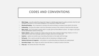 Codes and conventions of a magazine listing | PPTX
