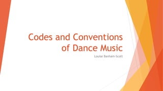 Codes and Conventions
of Dance Music
Louise Banham-Scott
 