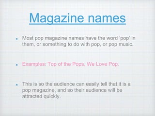 Pop Article Example Generic conventions of pop magazines | PPTX