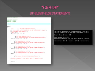 Codes and their output using dev c++ | PPT