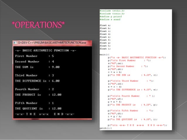 Codes and their output using dev c++