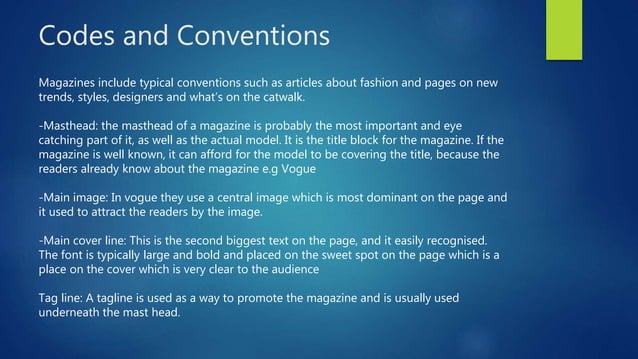 Codes & conventions of fashion magazines | PPTX