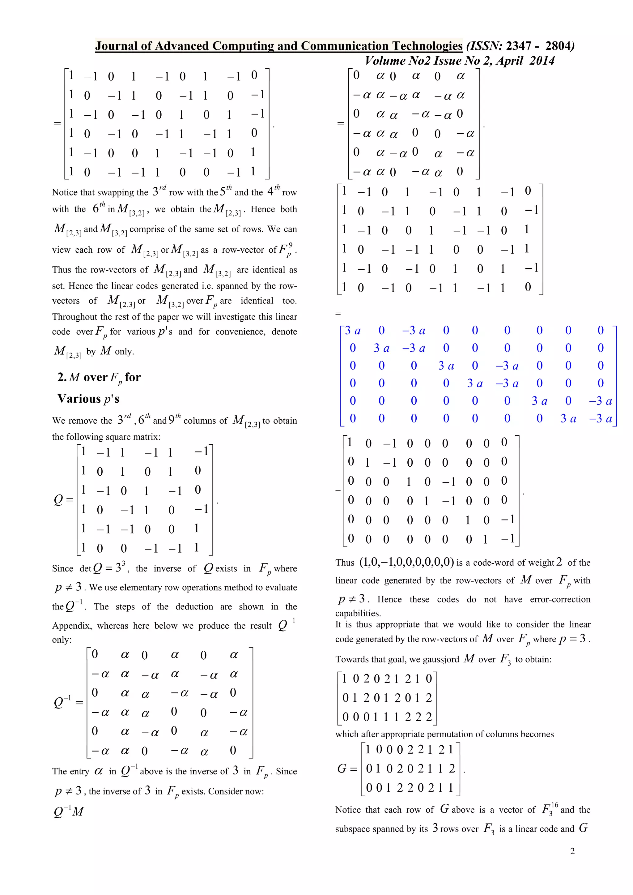 Codes from the cyclic group of order three | PDF