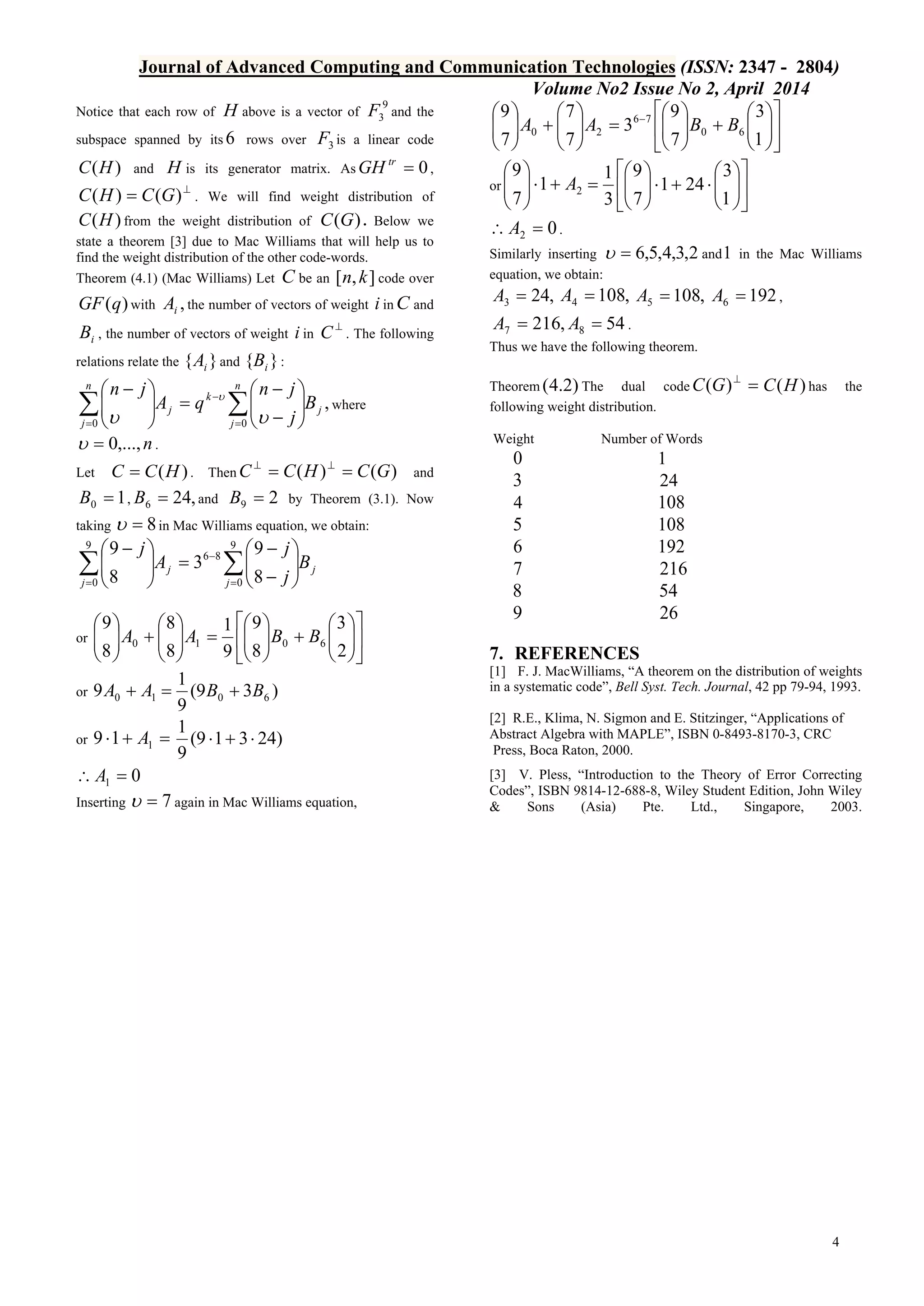 Codes from the cyclic group of order three | PDF