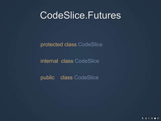 CodeSlice.FuturesprotectedclassCodeSliceinternalclassCodeSlicepublicclassCodeSlice