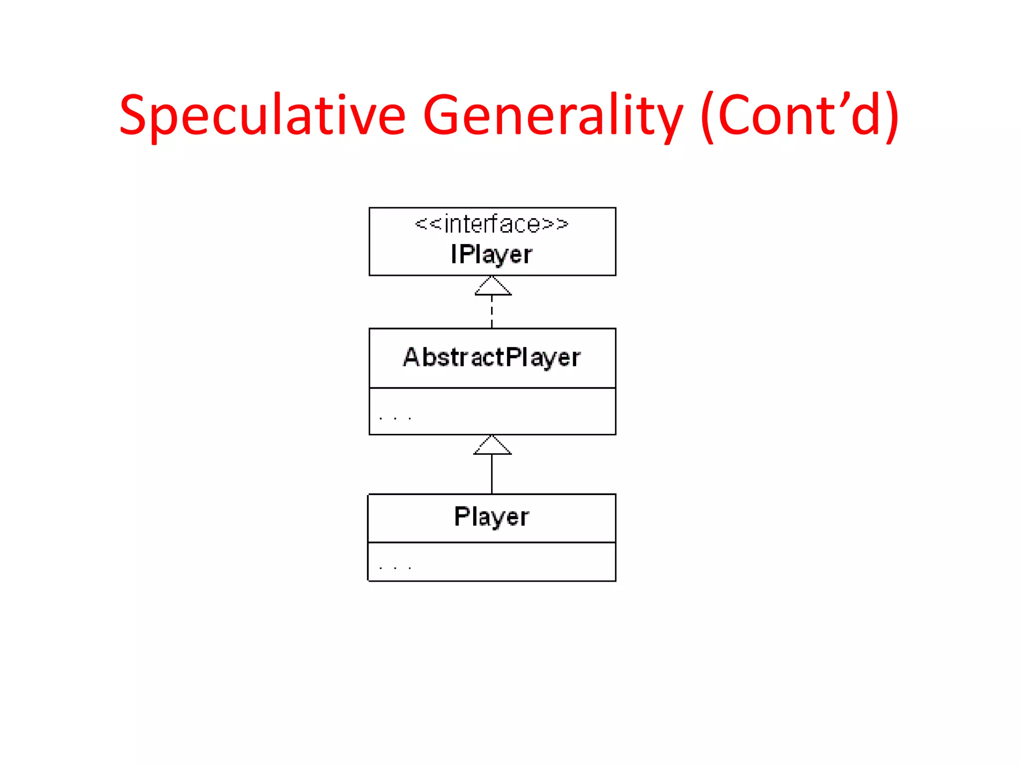 Speculative Generality (Cont’d)
 