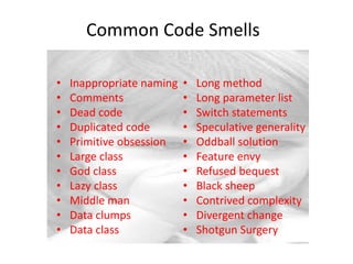 Code smells and remedies | PPTX