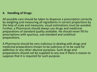 Codes of ethics for pharmacist