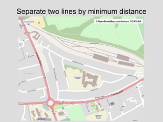 Separate two lines by minimum distance © OpenStreetMap contributors, CC-BY-SA 