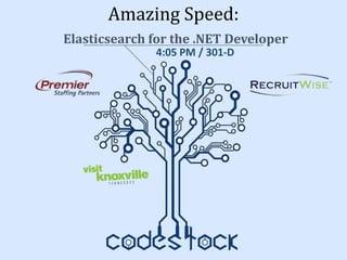 Amazing Speed:
Elasticsearch for the .NET Developer
4:05 PM / 301-D
 