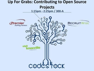 Up For Grabs: Contributing to Open Source
Projects
1:15pm - 2:25pm / 300-A
 