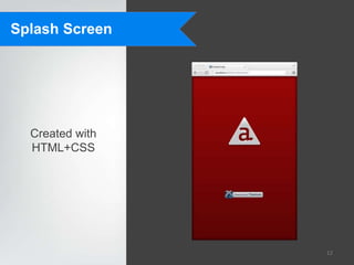 Splash Screen




  Created with
  HTML+CSS




                 12
 
