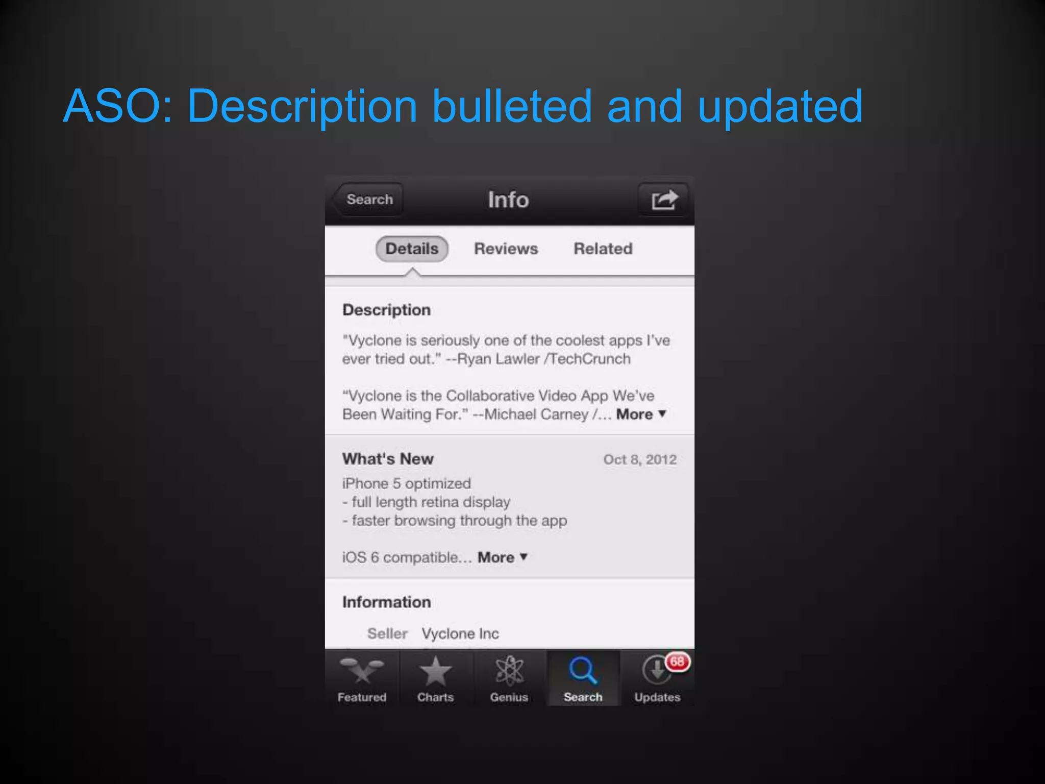ASO: Description bulleted and updated
 
