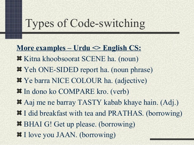Code Switching In Pakistan Code Switching In Pakistan