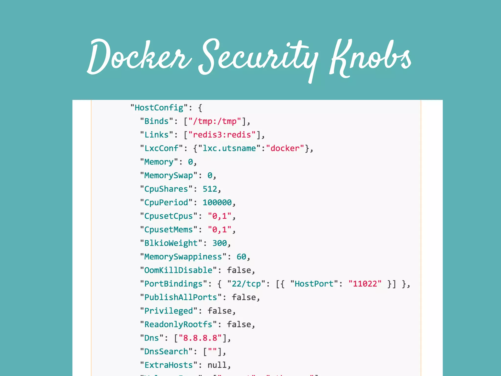 Docker Security Knobs
 