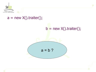 a = new X().traiter(); b = new X().traiter(); a = b ? 