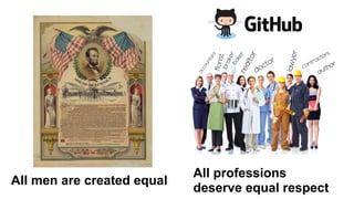 All men are created equal
All professions
deserve equal respect
 