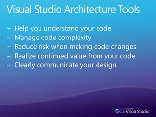 Code understanding and systems design with visual studio 2010 | PPT