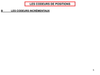 5
LES CODEURS DE POSITIONS
B LES CODEURS INCRÉMENTAUX
 