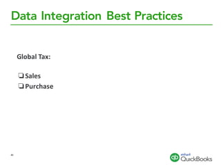 Data Integration Best Practices
Global	Tax:
❏Sales
❏Purchase
40
 