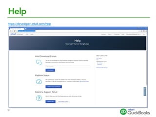 Help
https://developer.intuit.com/help
53
 