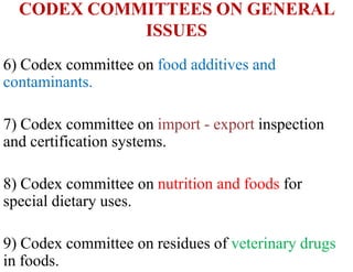 Codex Committee CODEX alimentariums of food safety and quality | PPTX