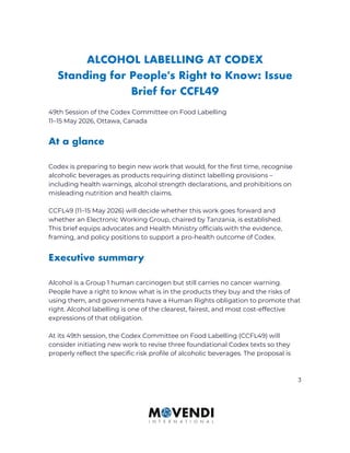 Codex Labelling Alcohol Labelling at Codex: Advocating for Health and Human Rights at ...