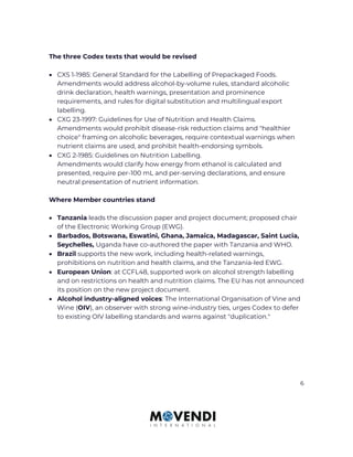 Codex Labelling Alcohol Labelling at Codex: Advocating for Health and Human Rights at ...