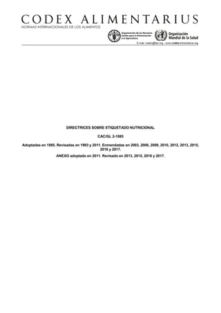 Codex etiquetado nutricional | PDF