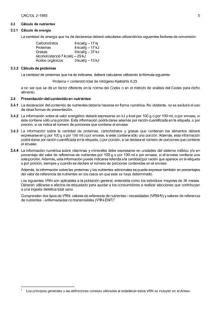 Codex etiquetado nutricional | PDF