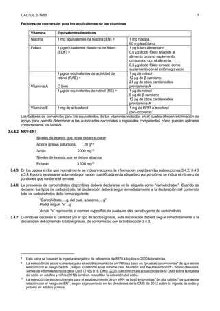 Codex etiquetado nutricional | PDF