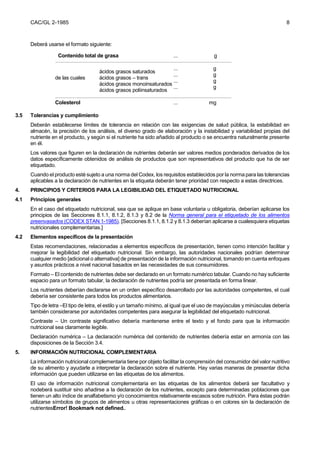 Codex etiquetado nutricional | PDF