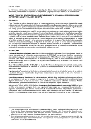 Codex etiquetado nutricional | PDF