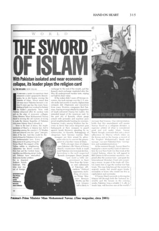 HAND ON HEART 315
Pakistan's Prime Minister Mian Mohammed Nawaz. (Time magazine, circa 2001)
 