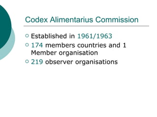 Codex Commission Codex work on milk and milk products (overview) | PPT