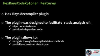 HexRaysCodeXplorer: object oriented RE for fun and profit | PDF
